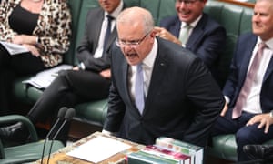 Scott Morrison during question time in the house of representatives