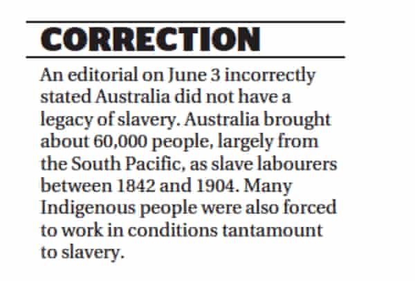 The correction that ran in the Age and Sydney Morning Herald