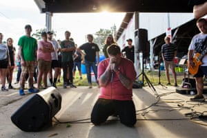 âI thought being Christian gave me a chance at family. Now I feel like I was exploited for my emotions.â Chris Lane performs with hardcore band Headrush at an impromptu stage. Lane left his evangelical faith in 2012, but continues to see the Christian hardcore scene as family.