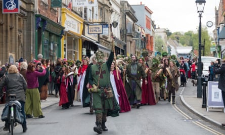 A May Day procession in Glastonbury.