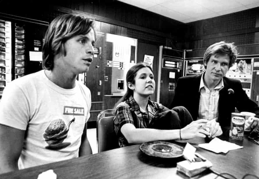 Mark Hamill, Carrie Fisher és Harrison Ford színészek 1977-ben