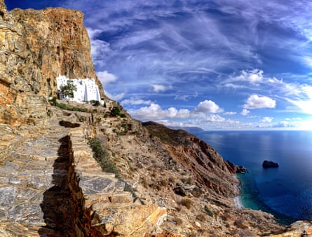Famous monastery on cliffs of Amorgos island