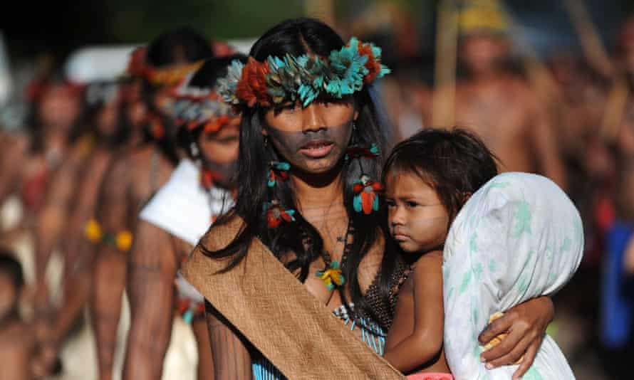 The Munduruku tribe protest in front of the Palace of Justice in Brasilia last year.