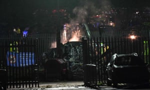 Leicester City Helicopter crashes after game with owner on board 3 Emergency services attend to the wreckage of the helicopter outside Leicester City’s King Power Stadium.
