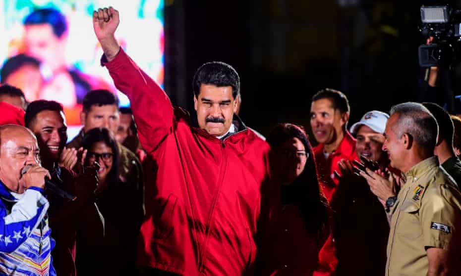 Venezuelan president Nicolás Maduro celebrates the results of constituent assembly vote in Caracas.