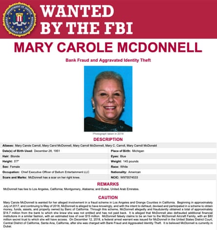 Mary Carole McDonnell was added to the FBI’s Most Wanted list.