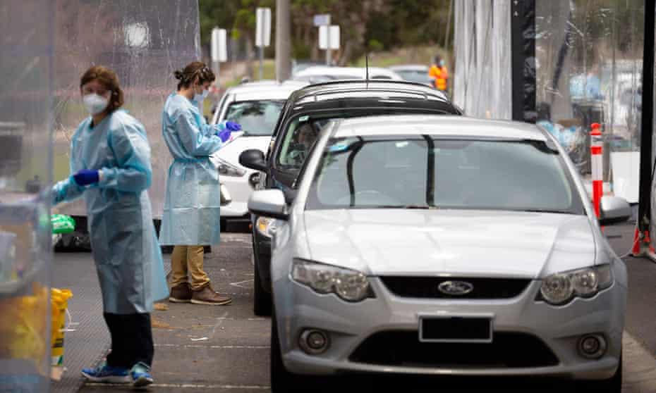 Drive-through coronavirus testing in Melbourne