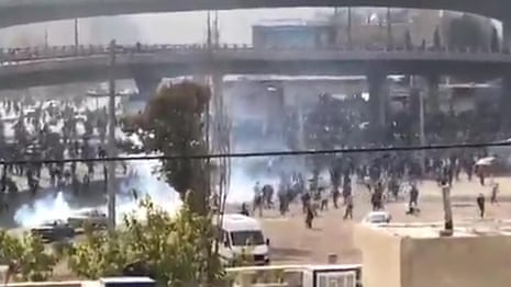 Footage published on social media shows chaotic scenes during protests in Iran – video