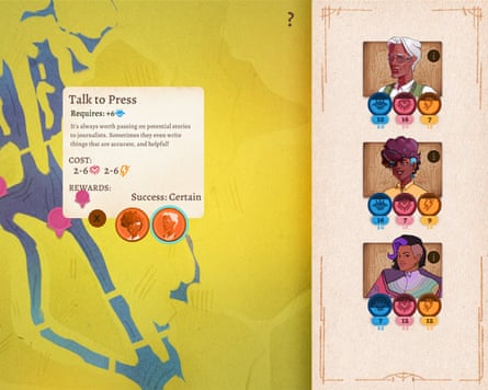 Sometimes the media ‘even writes things that are accurate, and helpful!’ … a cropped shot of the activist video card game All Will Rise.