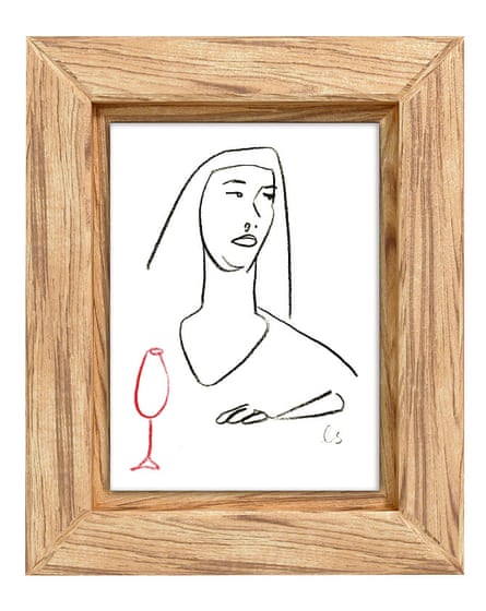 Original wine-themed line drawing by Louise Sheeran