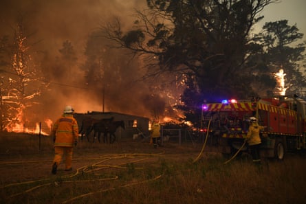 NSW Rural Fire Service crews fight the Gospers Mountain Fire at Bilpin, NSW.