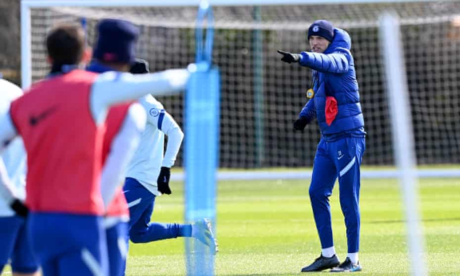Thomas Tuchel directs Chelsea training last month