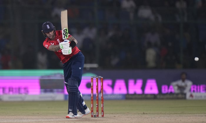 Pakistan v England: first men’s T20 cricket international – live | Pakistan v England 2022 3 Hales plays a shot.