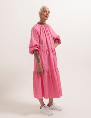 model wears dress, £29.99, hm.com. High neck top worn underneath, £26, urbanoutfitters.com. Trainers, £49.99, by Adidas, from schuh.co.uk.