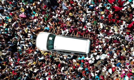 Amlo’s car at a campaign event in Guerrero, Mexico on Monday.