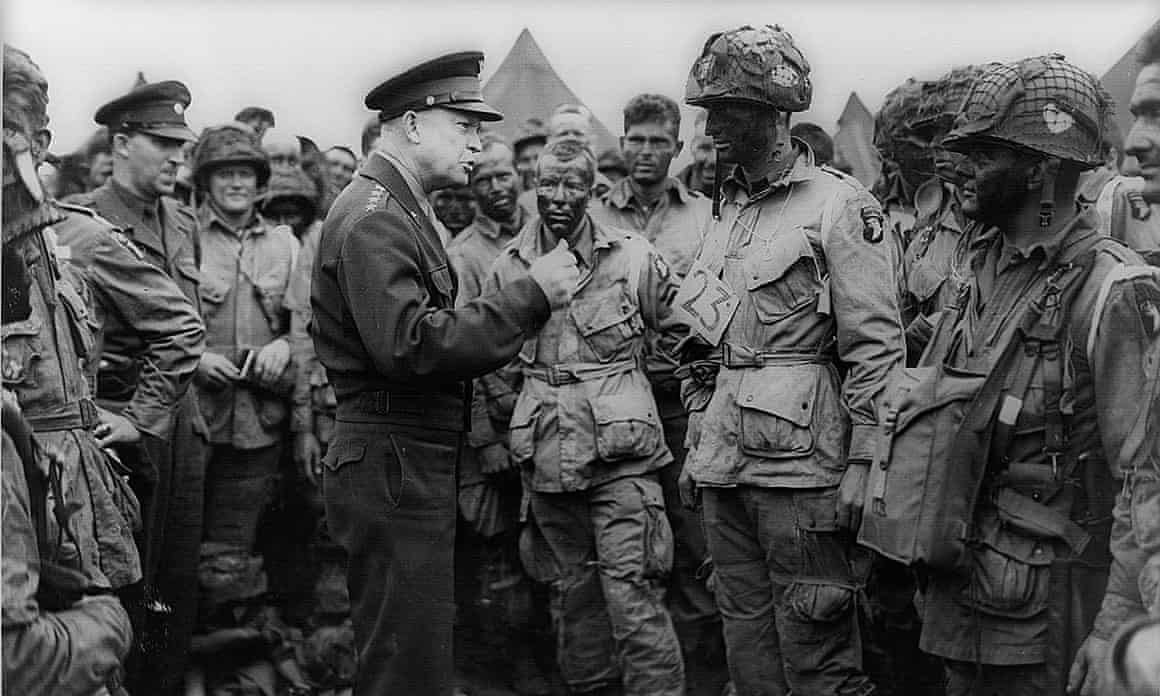 Dwight Eisenhower addresses second world war troops.