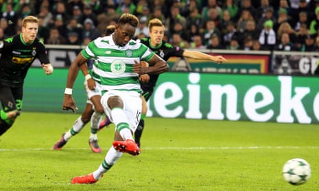 Moussa Dembéle slots away the penalty-kick he won himself to keep alive Celtic’s slims hopes of qualification from Champions League Group C.