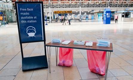 Euston was one of the stations where free disposable face marks were being made available.