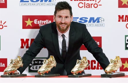 Messi after winning his fourth Golden Boot award.