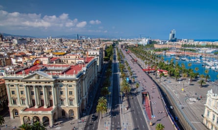 Picasso pilgrimage: a Spanish art trail marking 50 years since his death | spain holidays 3 An aerial view of the Passeig de Colom in Barcelona on a sunny day.