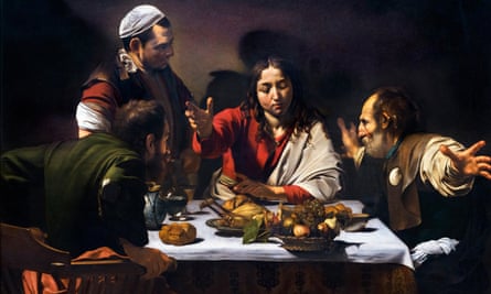 Caravaggio'nun Emmaus'taki Ulusal Galeri Akşam Yemeği.