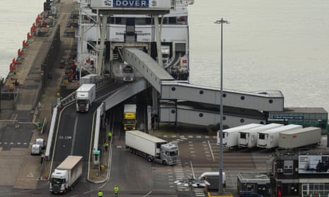 Freight lorries arrive at the Port of Dover