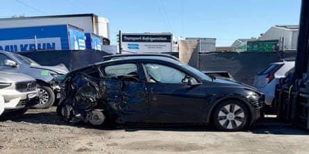 The car Labor MP Ed Husic was driving in during Tuesday’s accident in Sydney.