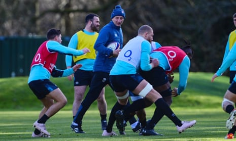 Steve Borthwick takes charge of an England training at Pennyhill Park ahead of the start of the Six Nations