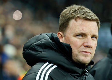 The Newcastle manager Eddie Howe on the sidelines