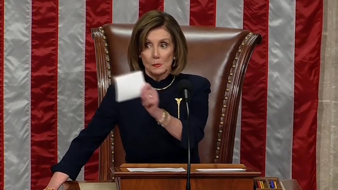 Nancy Pelosi Silences Applause After Impeachment Vote Video Us News The Guardian