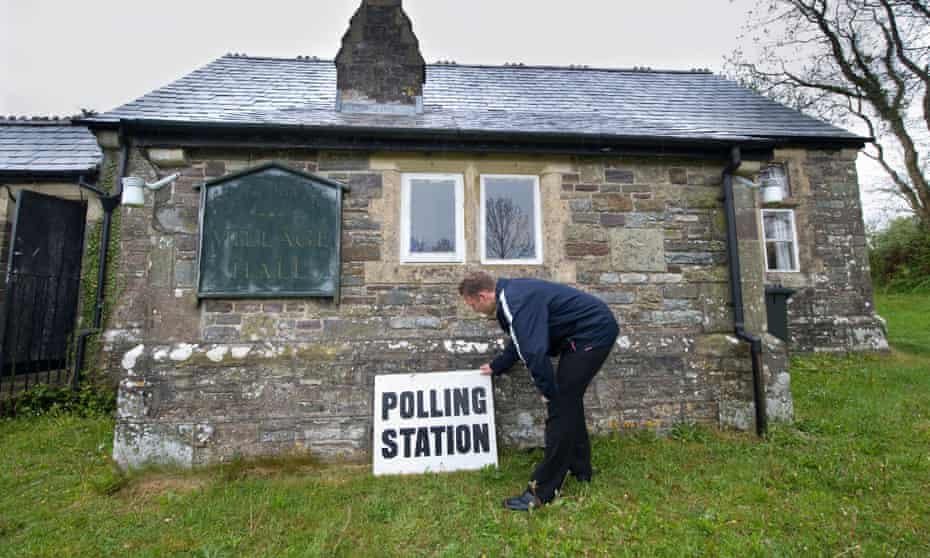 A rural polling station in Stoke Rivers, Devon