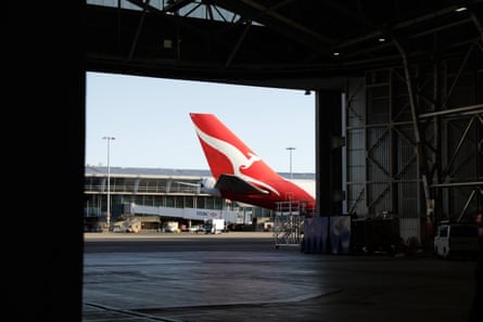 Qantas’ last remaining 747 Jumbo Jet prior to its departure out of Sydney for the final time.