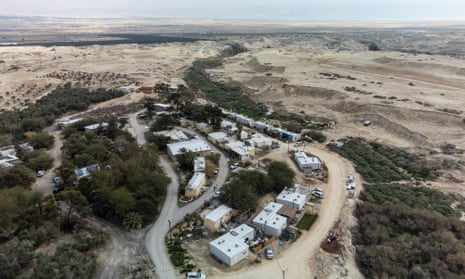 An aerial view of homes in a settlement in the Israeli-occupied West Bank