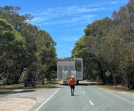 Truck transporting a module of the Blok Three Sisters property
