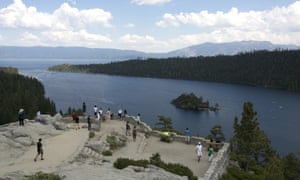 Visitors view Emerald Bay on the west shore of Lake Tahoe, near South Lake Tahoe, California, August 8, 2017.