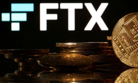 FTX logo and representation of cryptocurrencies