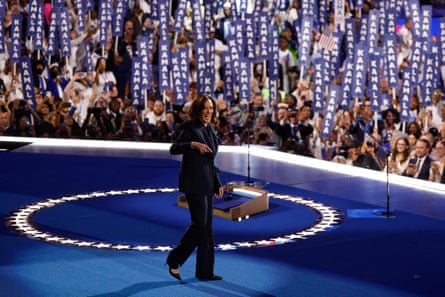 Kamala Harris on stage on Thursday night.