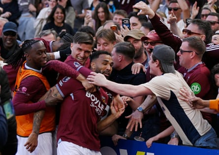 West Ham’s Callum Wilson celebrates with fans