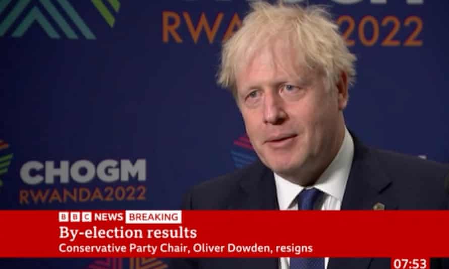 Boris Johnson responding to byelection results this morning