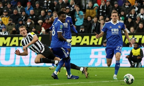 Newcastle United's Dan Burn fires in the opening goal, opening his account for the Magpies.