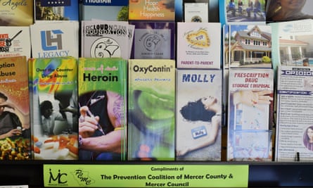 Literature on display at an overdose prevention organisation in Hamilton, New Jersey.