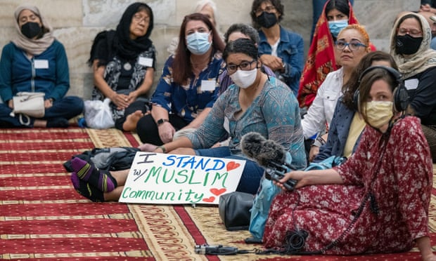A prayer vigil at the Islamic Center of New Mexico after the arrest of Muhammad Syed, a suspect in the recent murders of Muslim men in Albuquerque.