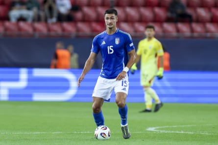 Diego Coppola playing for Italy Under-21s in Slovakia