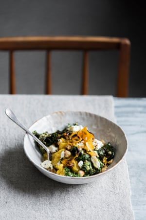 Creamy polenta with charred mushrooms