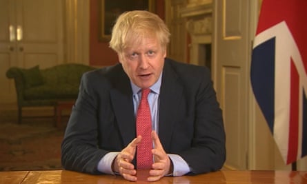 Boris Johnson addressing the nation from 10 Downing Street, London, as he placed the UK under the first national lockdown.