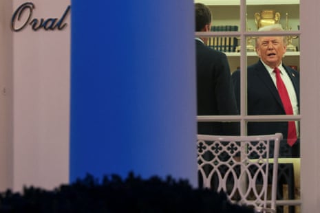 Donald Trump pictured in the Oval Office at the White House on Tuesday evening.