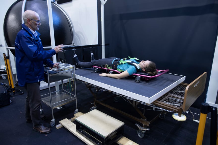 Exercise scientist Elisa Pevere tests the beta version of a gravity bed a joint project with Nasa.