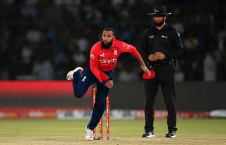 Adil Rashid takes the wicket of Khushdil for 29.