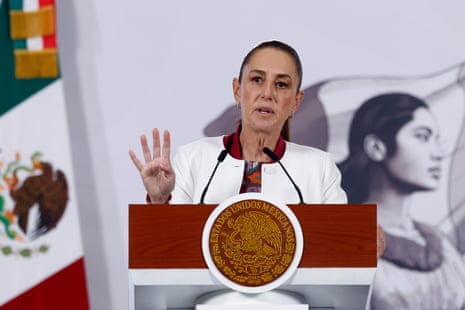 Mexican President Claudia Sheinbaum holds her daily press conference at the Palace in Mexico City, Mexico, 05 January 2026.