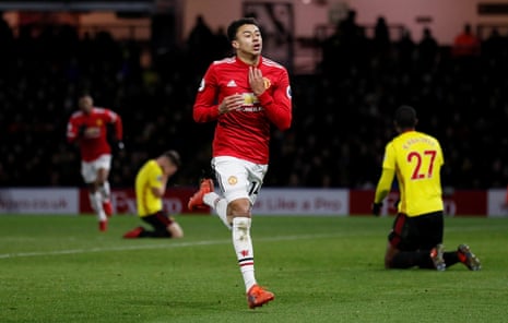 Lingard celebrates before being replaced.